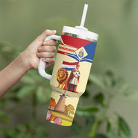 Netherlands Lion and Knight Tumbler With Handle Tulips and Windmills