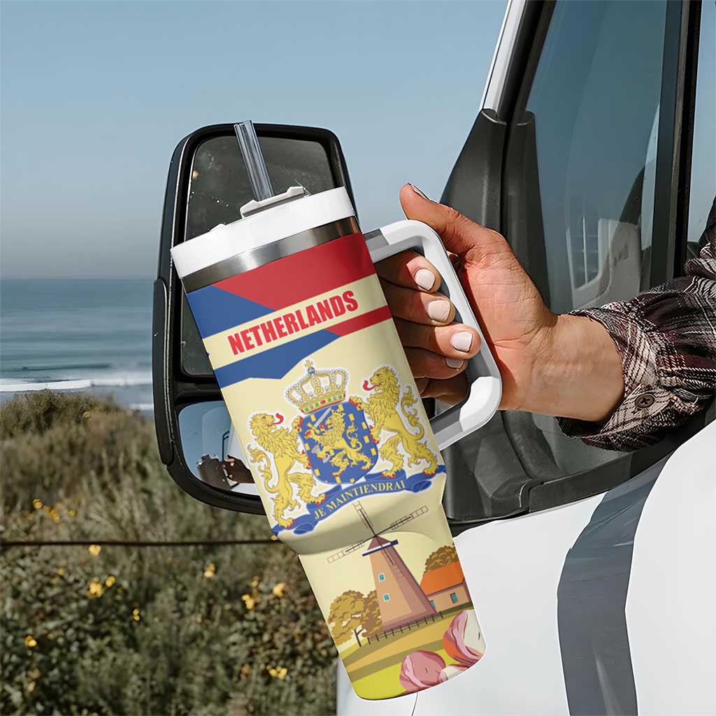 Netherlands Lion and Knight Tumbler With Handle Tulips and Windmills