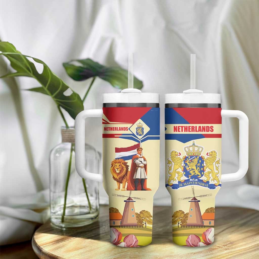 Netherlands Lion and Knight Tumbler With Handle Tulips and Windmills