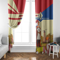 Netherlands Lion and Knight Window Curtain Tulips and Windmills