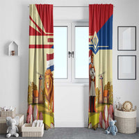 Netherlands Lion and Knight Window Curtain Tulips and Windmills