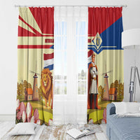 Netherlands Lion and Knight Window Curtain Tulips and Windmills