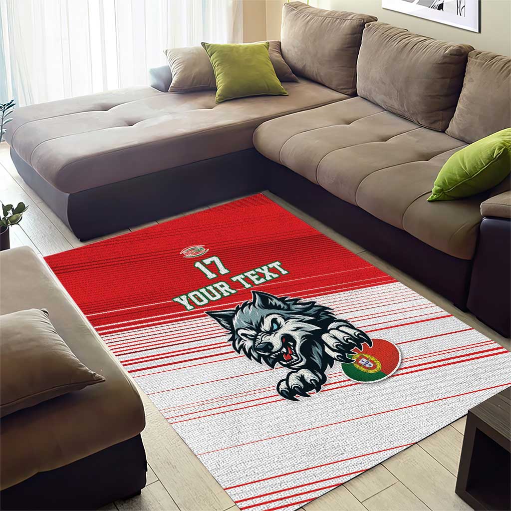 Custom Portugal Rugby Go Champions Area Rug Wolf Mascot Style