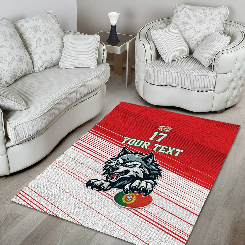 Custom Portugal Rugby Go Champions Area Rug Wolf Mascot Style