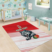 Custom Portugal Rugby Go Champions Area Rug Wolf Mascot Style