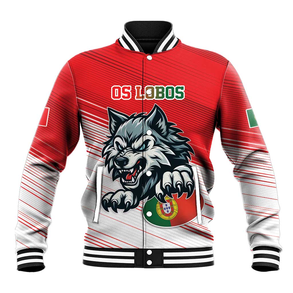 Custom Portugal Rugby Go Champions Baseball Jacket Wolf Mascot Style