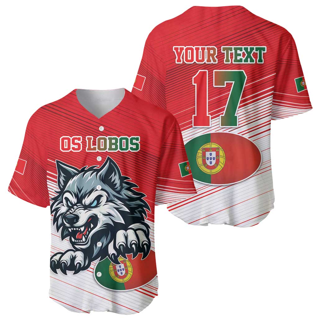 Custom Portugal Rugby Go Champions Baseball Jersey Wolf Mascot Style