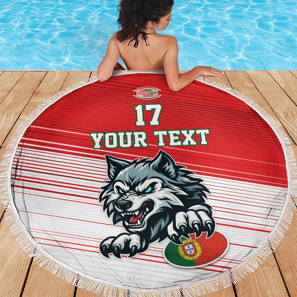 Custom Portugal Rugby Go Champions Beach Blanket Wolf Mascot Style