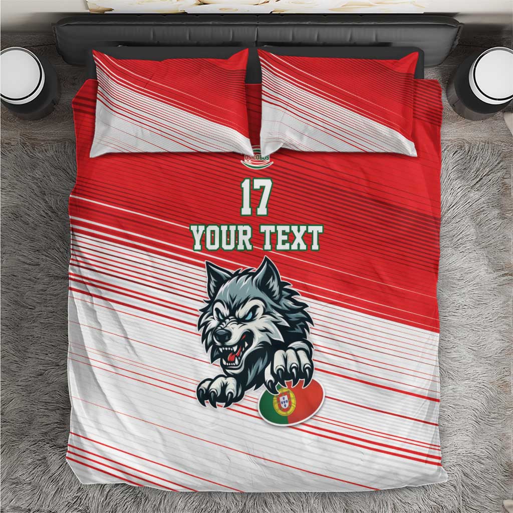 Custom Portugal Rugby Go Champions Bedding Set Wolf Mascot Style