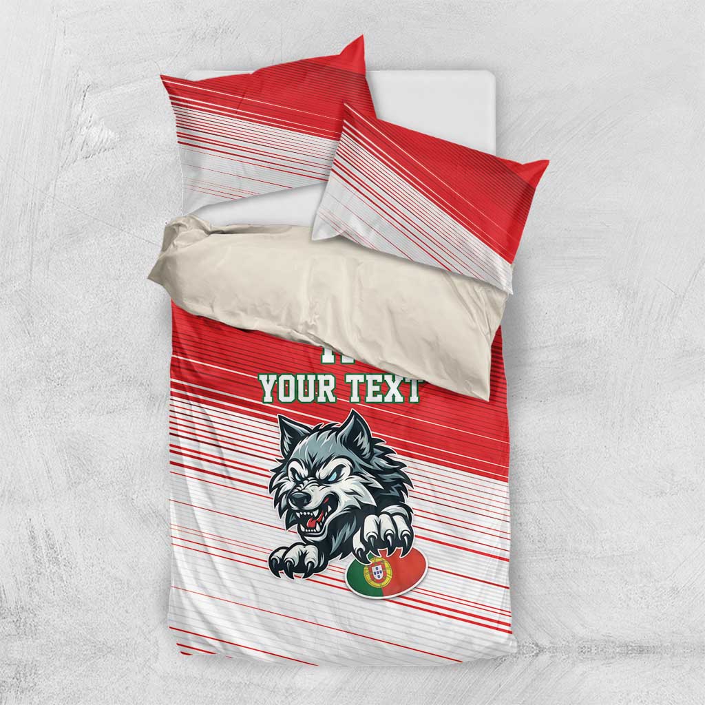 Custom Portugal Rugby Go Champions Bedding Set Wolf Mascot Style
