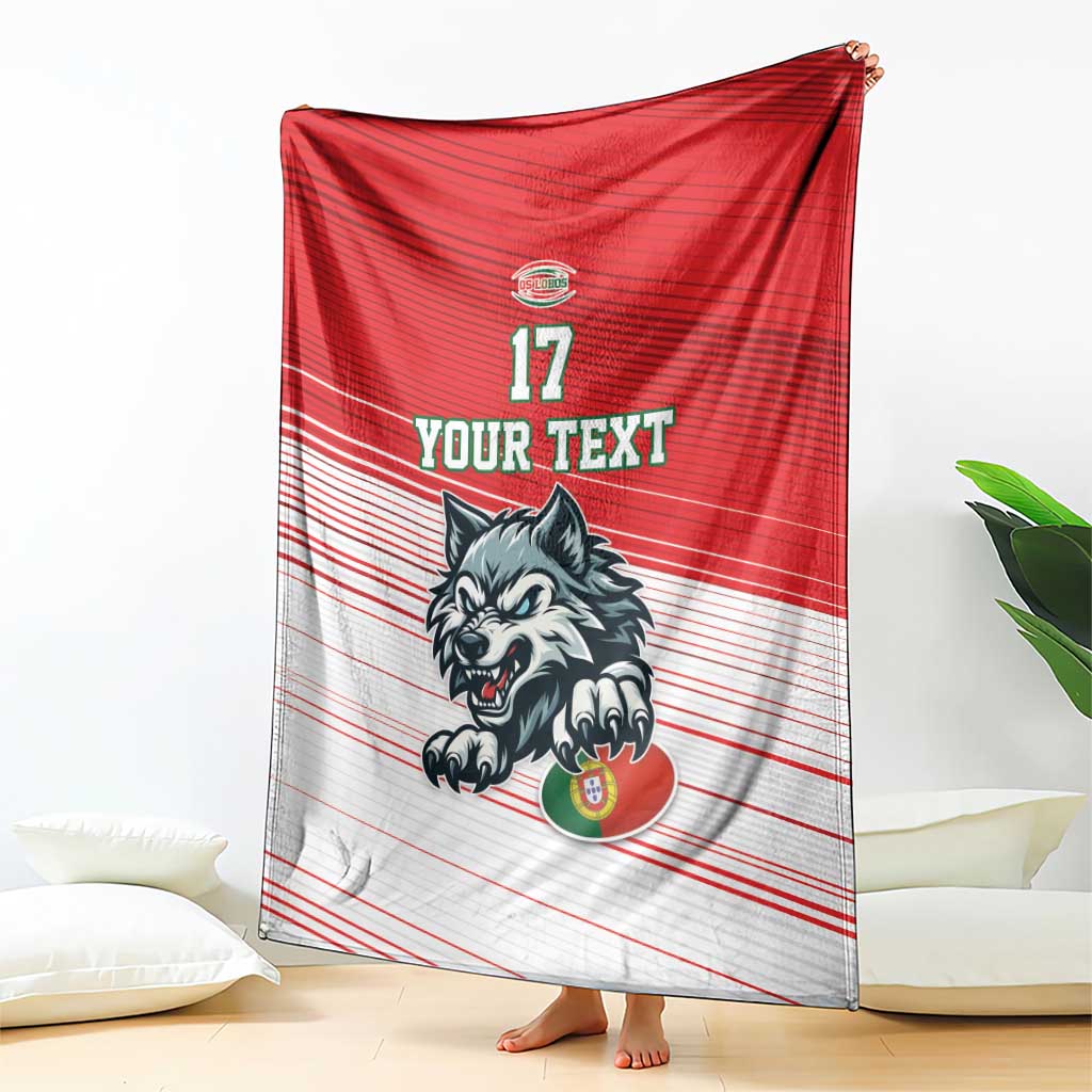 Custom Portugal Rugby Go Champions Blanket Wolf Mascot Style
