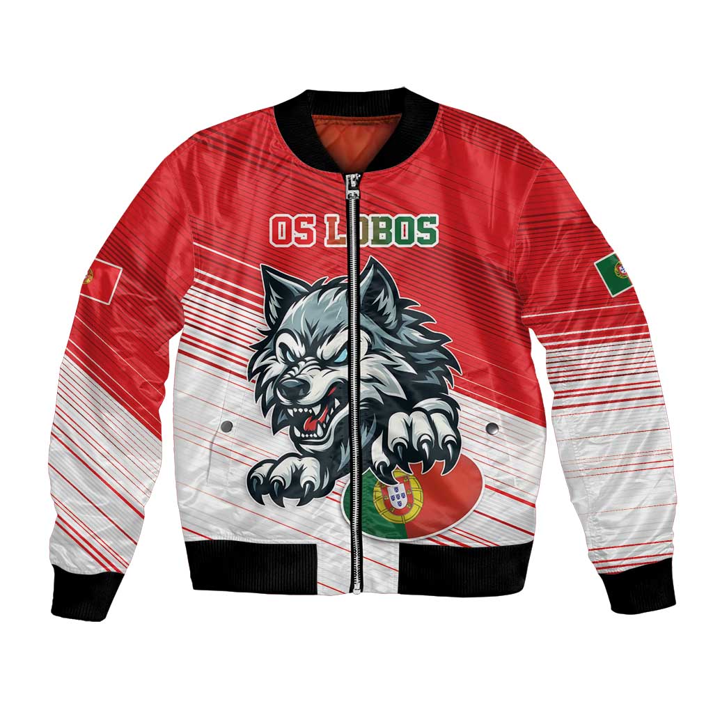 Custom Portugal Rugby Go Champions Bomber Jacket Wolf Mascot Style