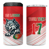 Custom Portugal Rugby Go Champions 4 in 1 Can Cooler Tumbler Wolf Mascot Style