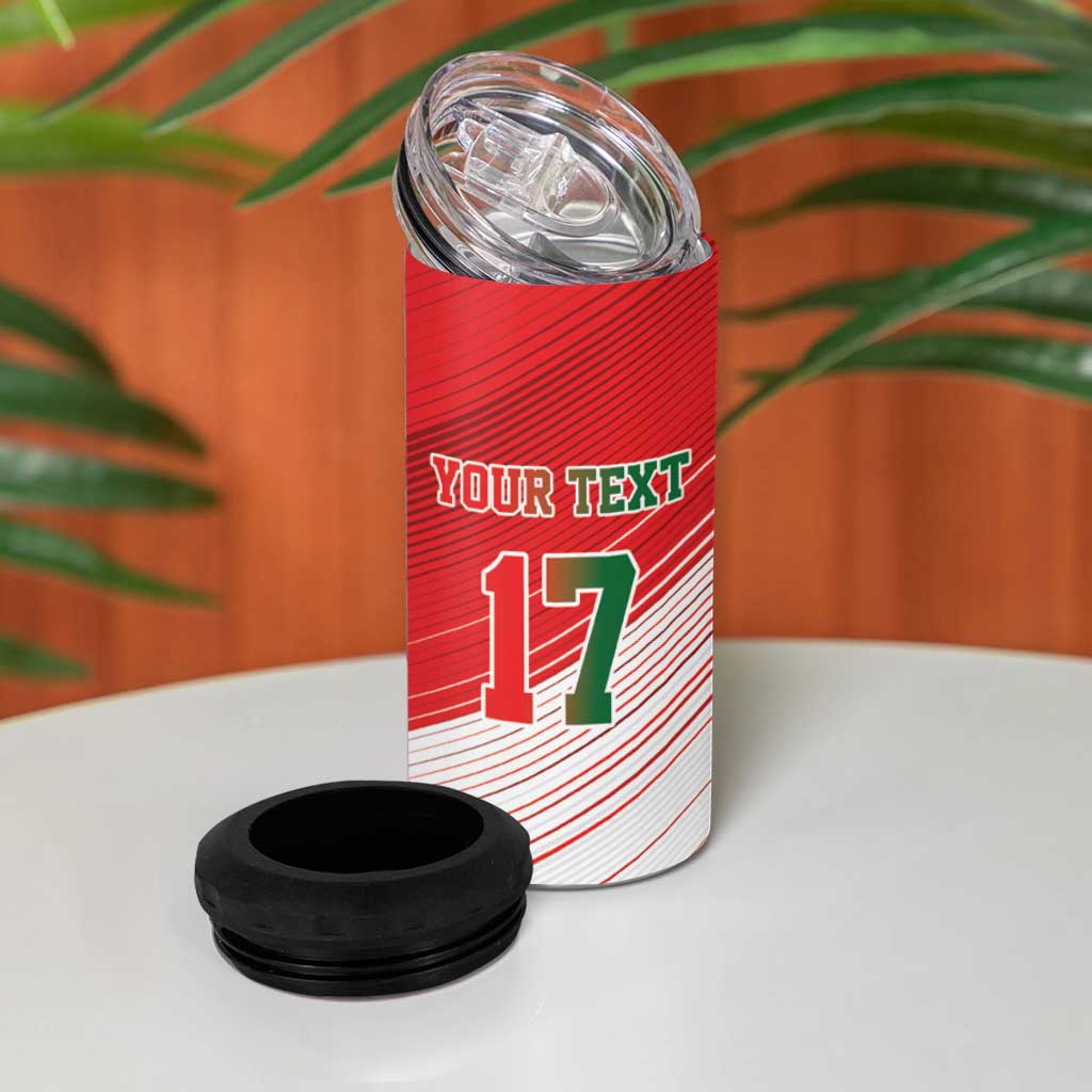 Custom Portugal Rugby Go Champions 4 in 1 Can Cooler Tumbler Wolf Mascot Style