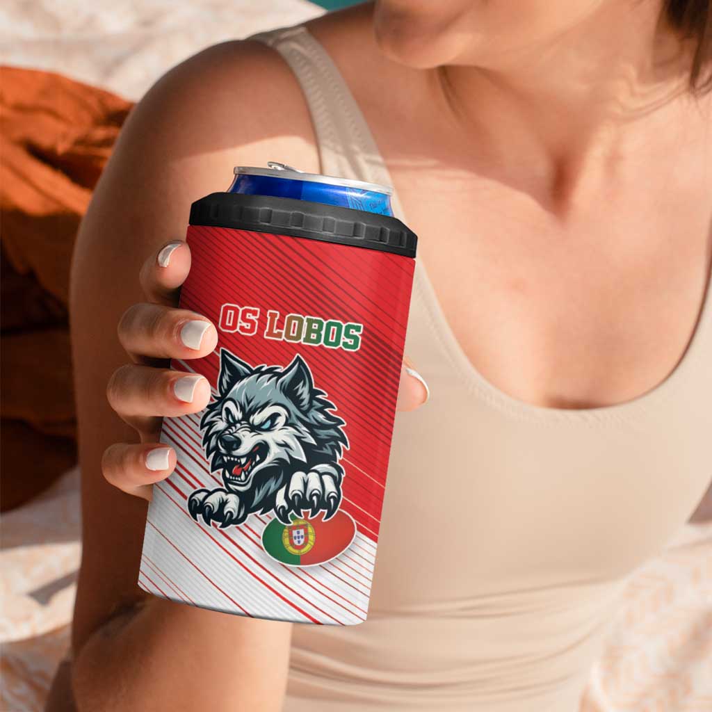 Custom Portugal Rugby Go Champions 4 in 1 Can Cooler Tumbler Wolf Mascot Style