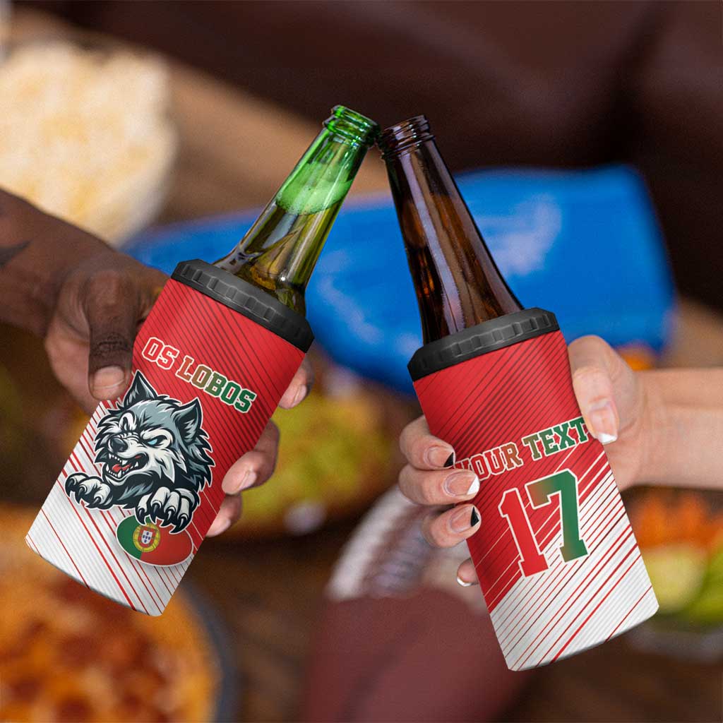 Custom Portugal Rugby Go Champions 4 in 1 Can Cooler Tumbler Wolf Mascot Style