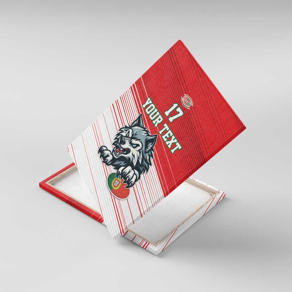 Custom Portugal Rugby Go Champions Canvas Wall Art Wolf Mascot Style