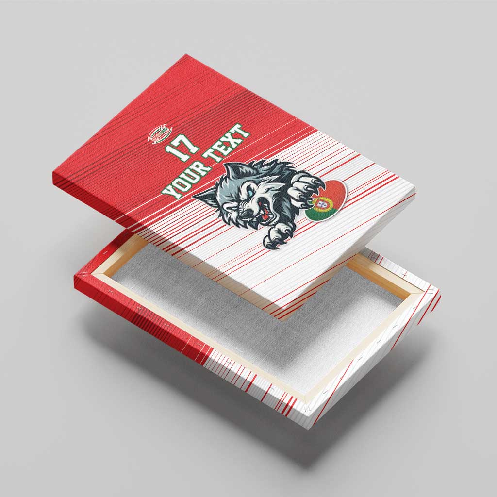 Custom Portugal Rugby Go Champions Canvas Wall Art Wolf Mascot Style