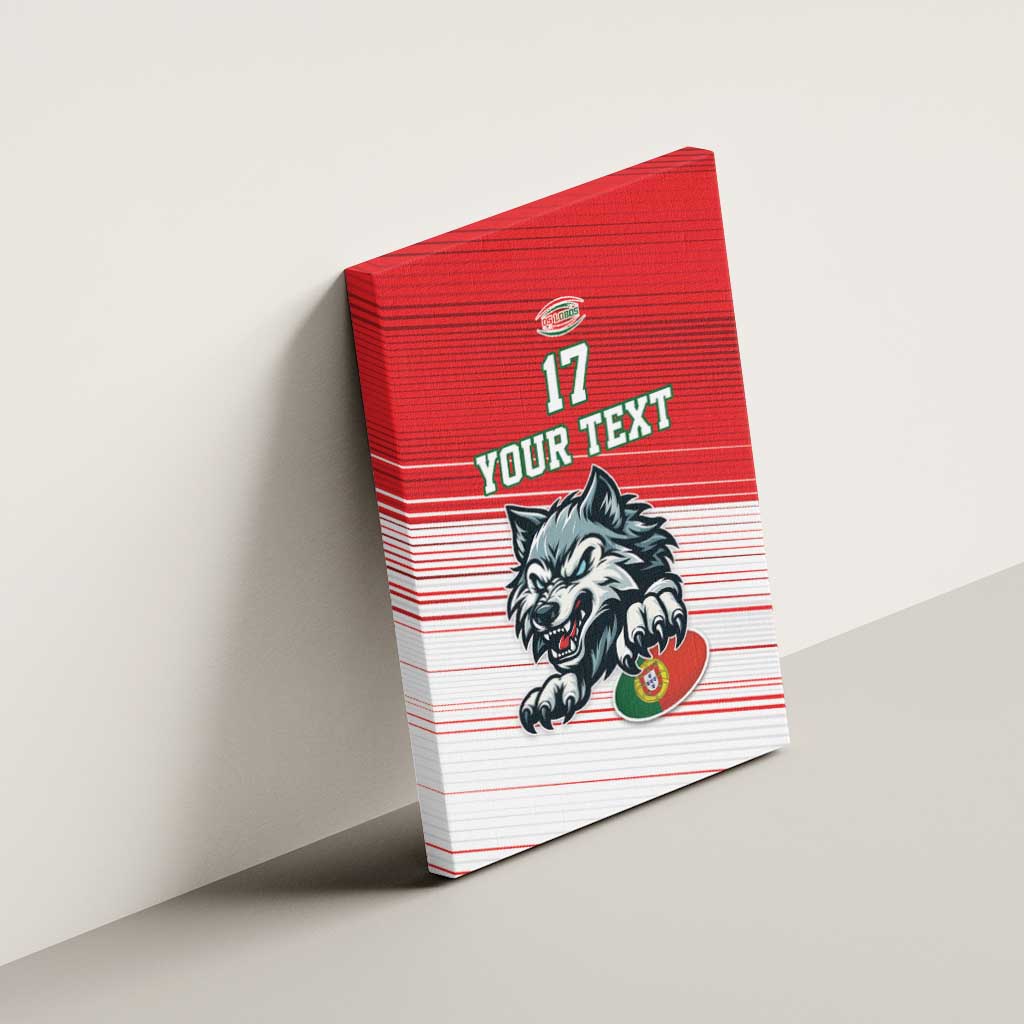 Custom Portugal Rugby Go Champions Canvas Wall Art Wolf Mascot Style
