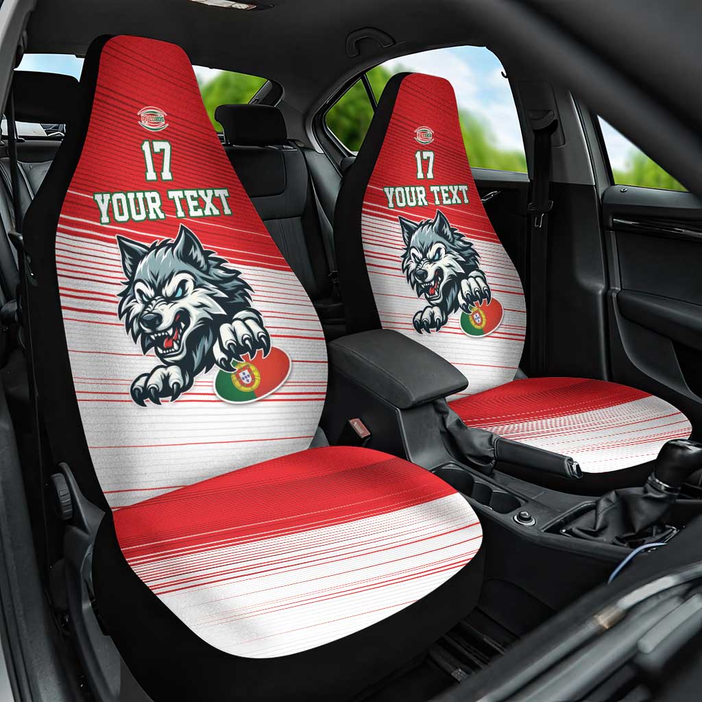 Custom Portugal Rugby Go Champions Car Seat Cover Wolf Mascot Style