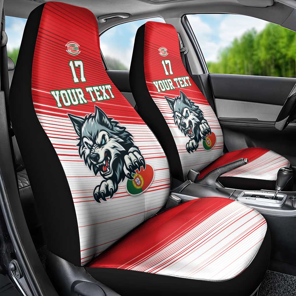 Custom Portugal Rugby Go Champions Car Seat Cover Wolf Mascot Style