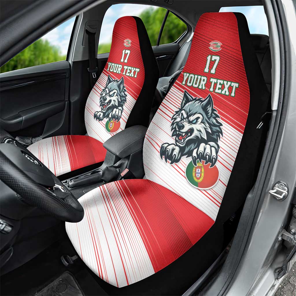 Custom Portugal Rugby Go Champions Car Seat Cover Wolf Mascot Style