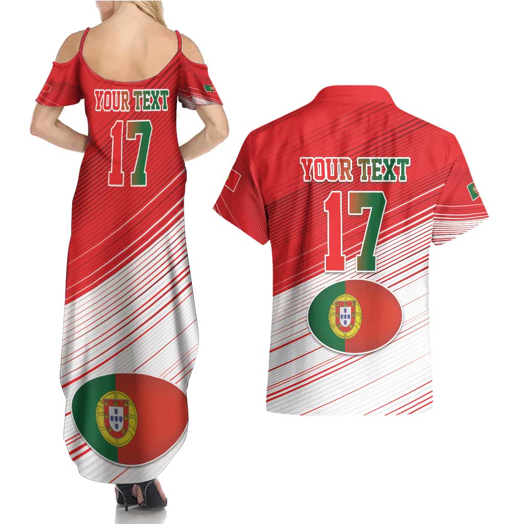Custom Portugal Rugby Go Champions Couples Matching Summer Maxi Dress and Hawaiian Shirt Wolf Mascot Style