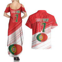 Custom Portugal Rugby Go Champions Couples Matching Summer Maxi Dress and Hawaiian Shirt Wolf Mascot Style