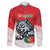 Custom Portugal Rugby Go Champions Family Matching Off Shoulder Maxi Dress and Hawaiian Shirt Wolf Mascot Style