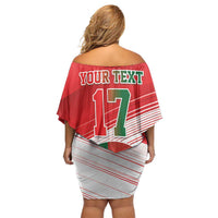 Custom Portugal Rugby Go Champions Family Matching Off Shoulder Short Dress and Hawaiian Shirt Wolf Mascot Style