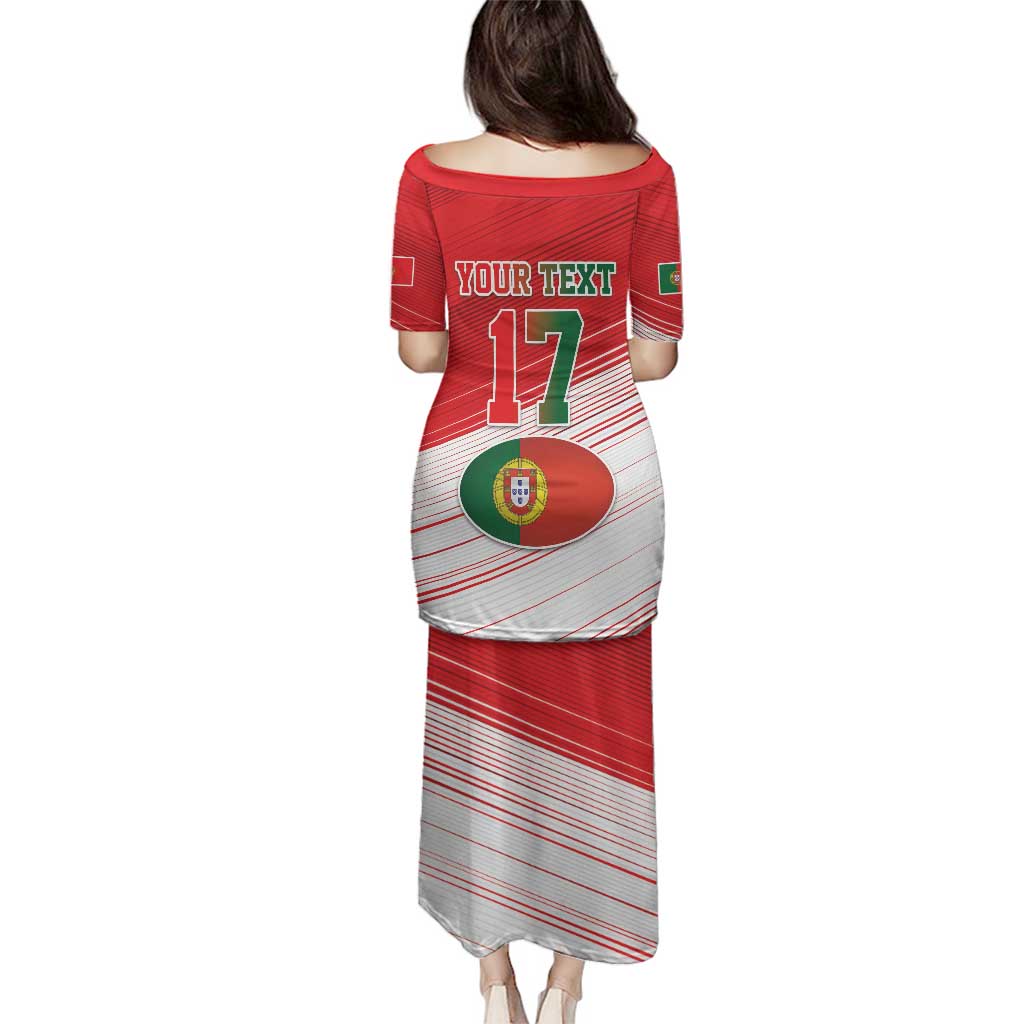 Custom Portugal Rugby Go Champions Family Matching Puletasi and Hawaiian Shirt Wolf Mascot Style