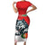Custom Portugal Rugby Go Champions Family Matching Short Sleeve Bodycon Dress and Hawaiian Shirt Wolf Mascot Style