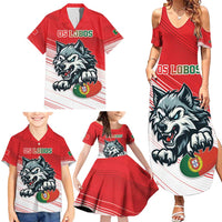 Custom Portugal Rugby Go Champions Family Matching Summer Maxi Dress and Hawaiian Shirt Wolf Mascot Style