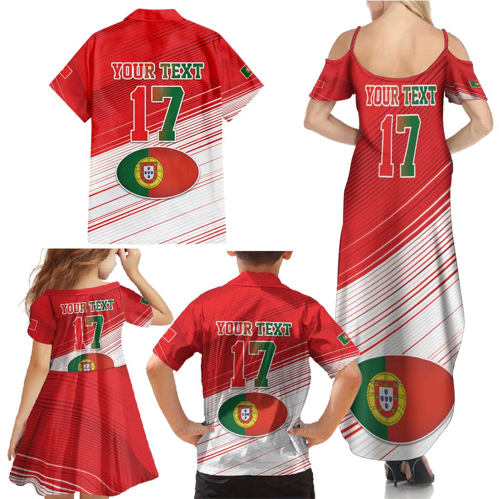 Custom Portugal Rugby Go Champions Family Matching Summer Maxi Dress and Hawaiian Shirt Wolf Mascot Style