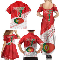 Custom Portugal Rugby Go Champions Family Matching Summer Maxi Dress and Hawaiian Shirt Wolf Mascot Style