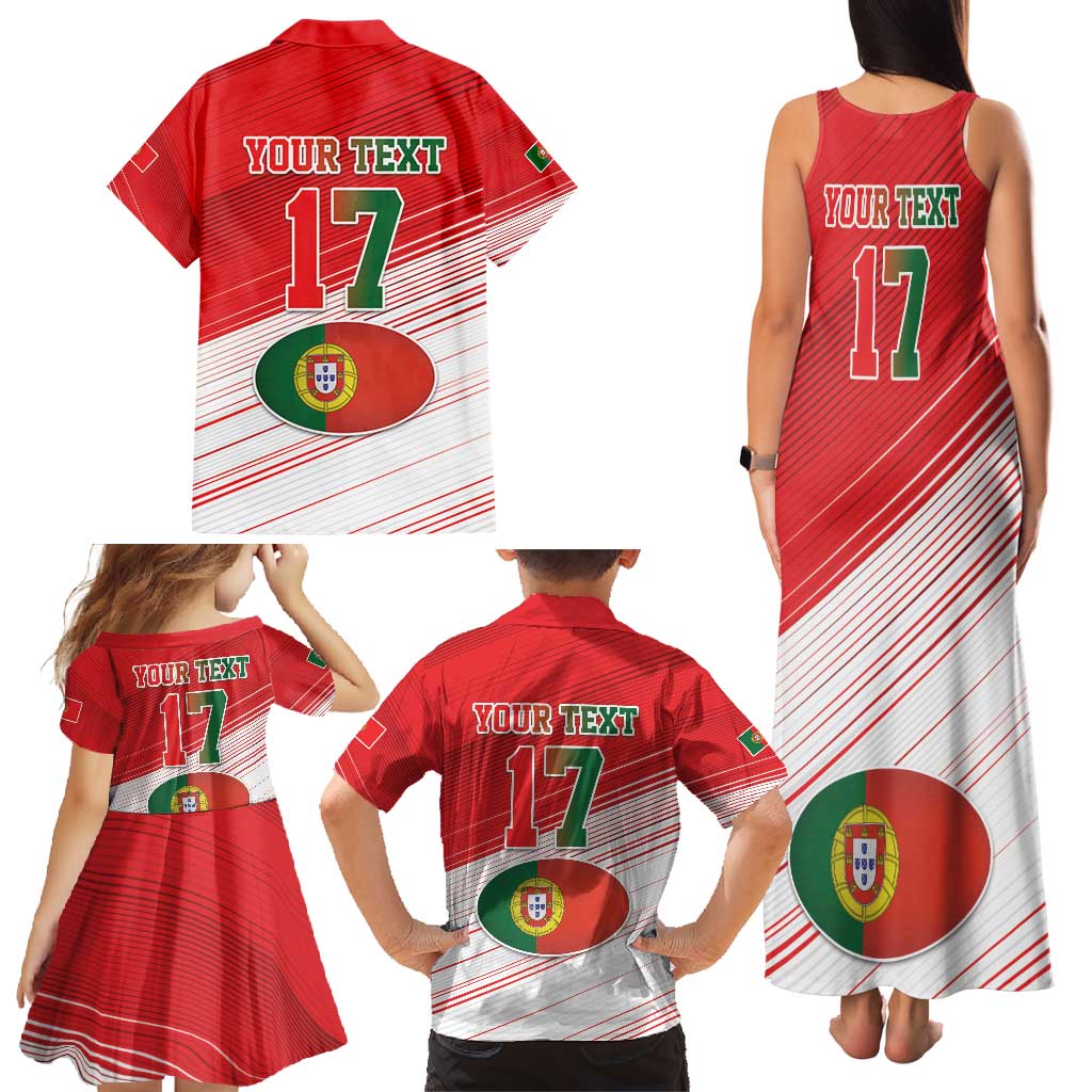 Custom Portugal Rugby Go Champions Family Matching Tank Maxi Dress and Hawaiian Shirt Wolf Mascot Style