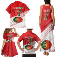 Custom Portugal Rugby Go Champions Family Matching Tank Maxi Dress and Hawaiian Shirt Wolf Mascot Style