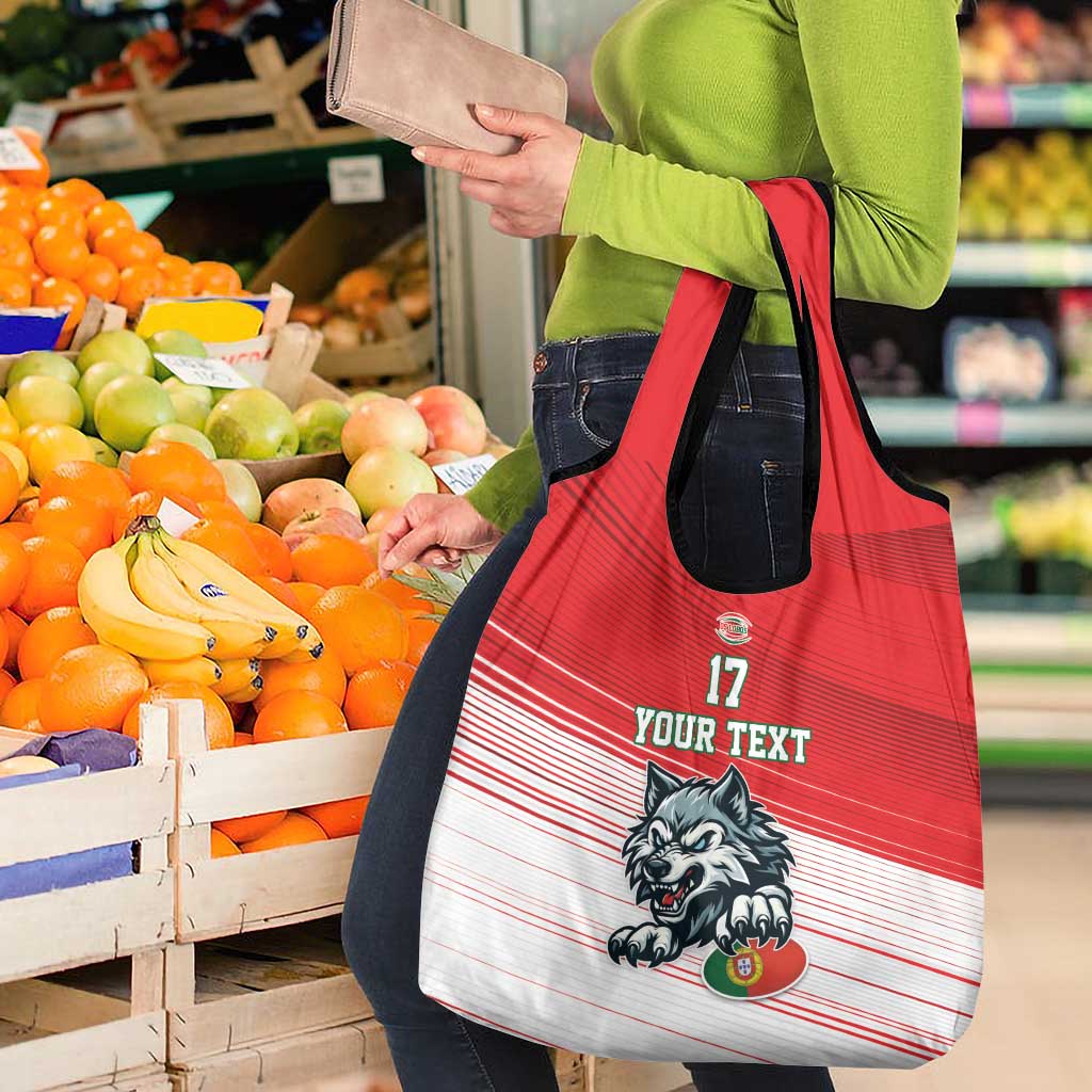 Custom Portugal Rugby Go Champions Grocery Bag Wolf Mascot Style