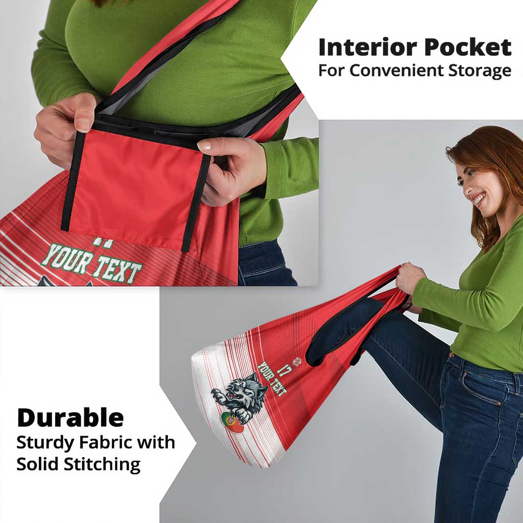 Custom Portugal Rugby Go Champions Grocery Bag Wolf Mascot Style