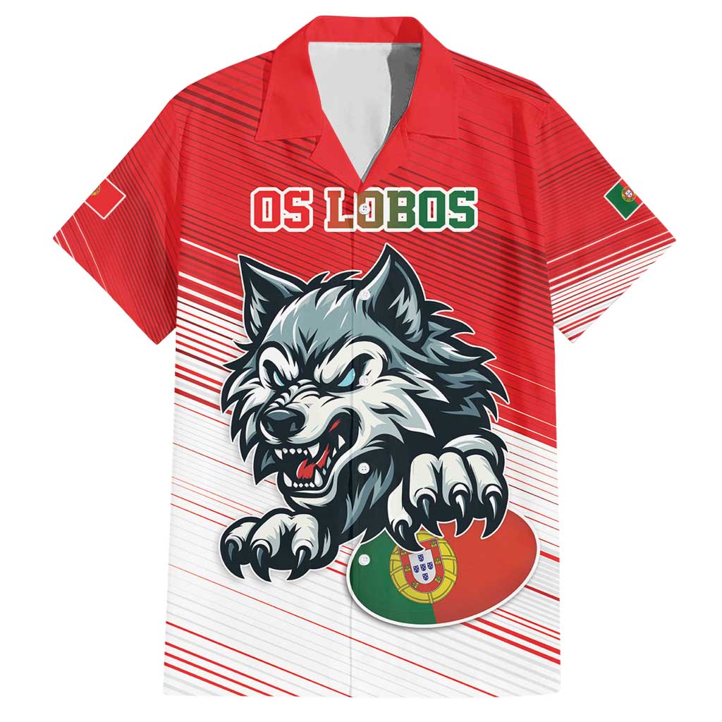 Custom Portugal Rugby Go Champions Hawaiian Shirt Wolf Mascot Style