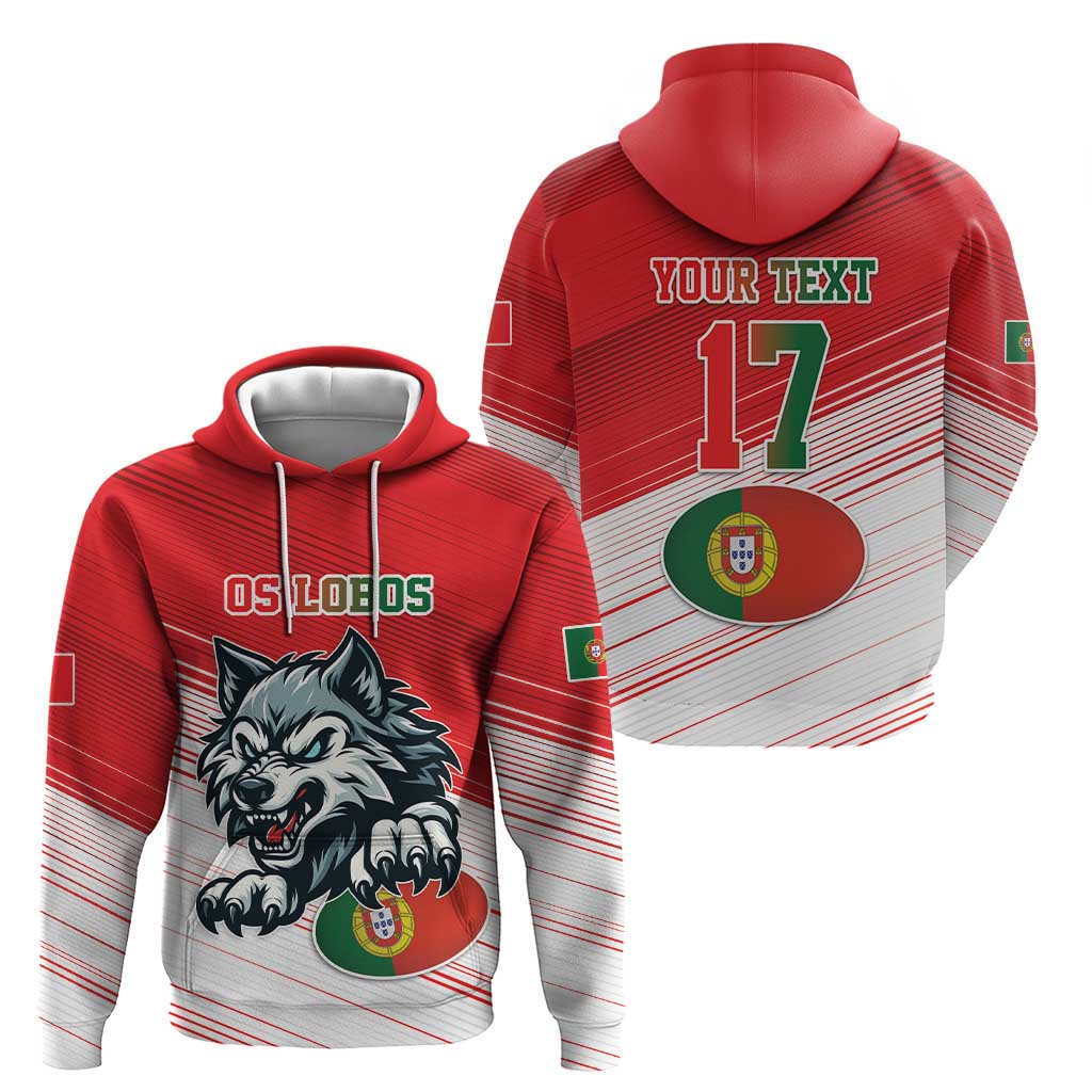 Custom Portugal Rugby Go Champions Hoodie Wolf Mascot Style