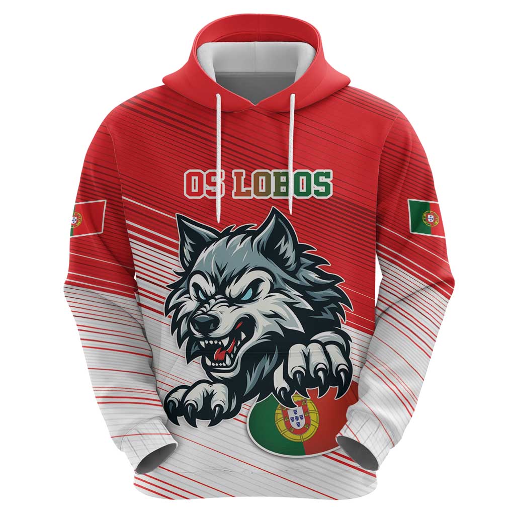 Custom Portugal Rugby Go Champions Hoodie Wolf Mascot Style
