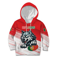 Custom Portugal Rugby Go Champions Kid Hoodie Wolf Mascot Style