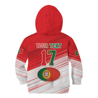 Custom Portugal Rugby Go Champions Kid Hoodie Wolf Mascot Style