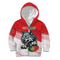 Custom Portugal Rugby Go Champions Kid Hoodie Wolf Mascot Style