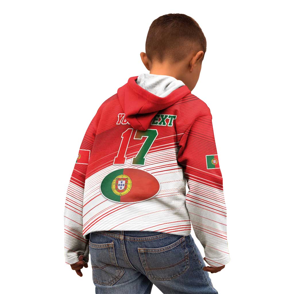 Custom Portugal Rugby Go Champions Kid Hoodie Wolf Mascot Style