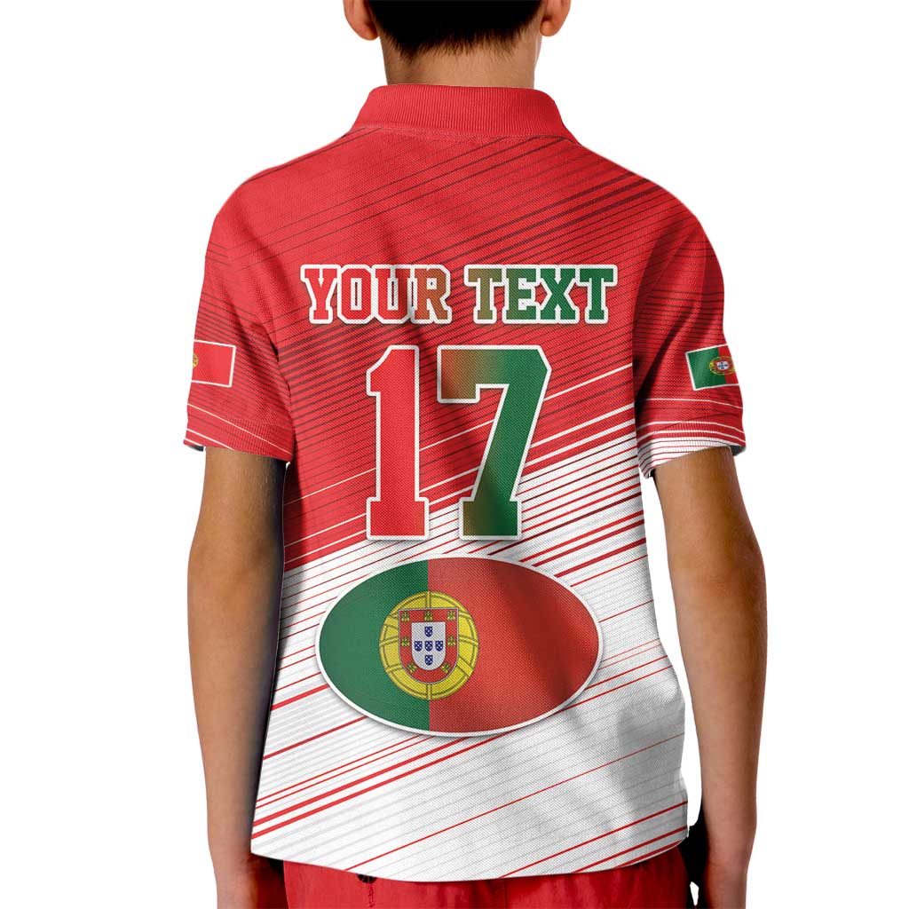 Custom Portugal Rugby Go Champions Kid Polo Shirt Wolf Mascot Style