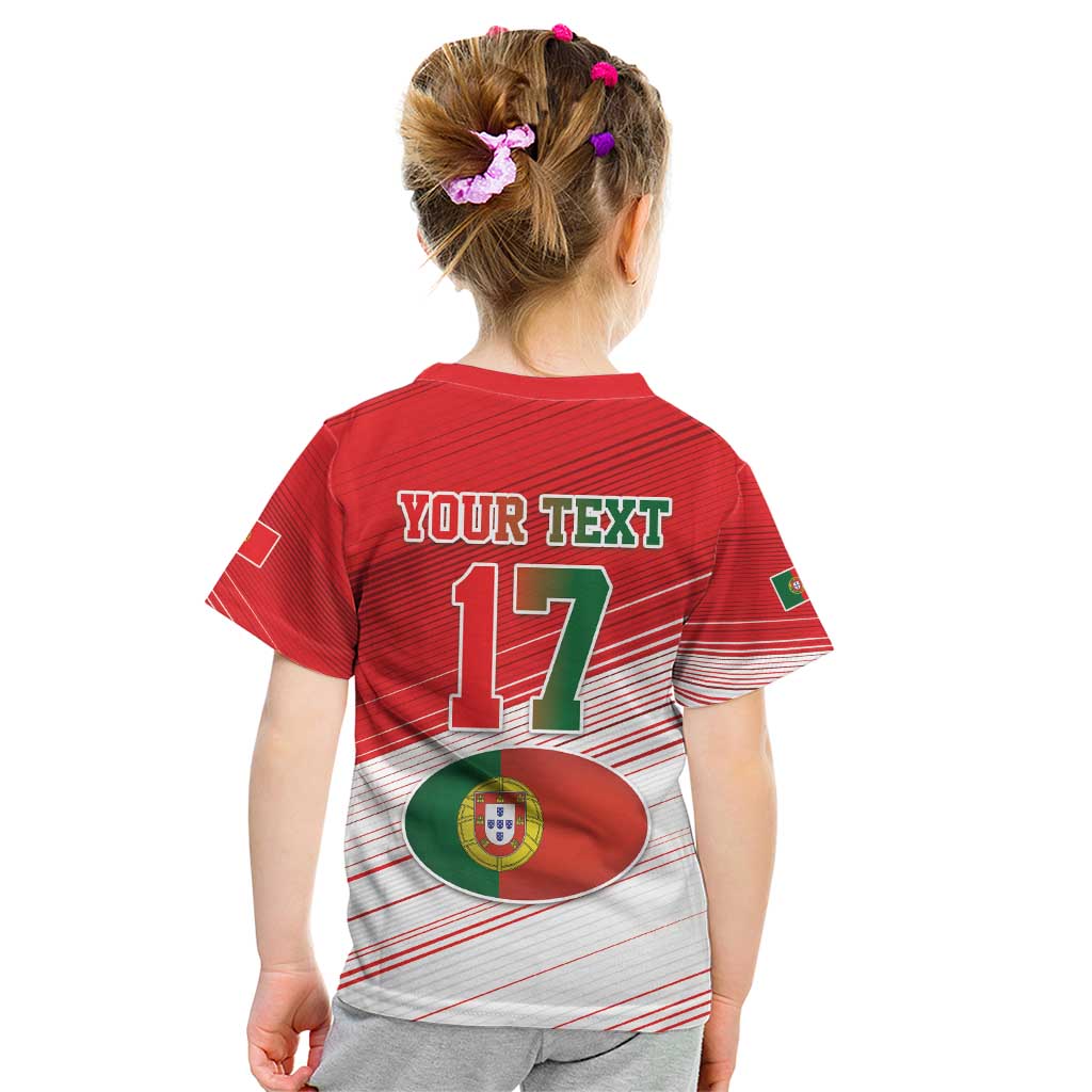 Custom Portugal Rugby Go Champions Kid T Shirt Wolf Mascot Style