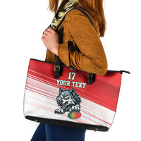 Custom Portugal Rugby Go Champions Leather Tote Bag Wolf Mascot Style