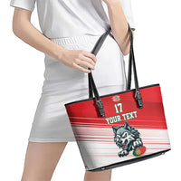 Custom Portugal Rugby Go Champions Leather Tote Bag Wolf Mascot Style